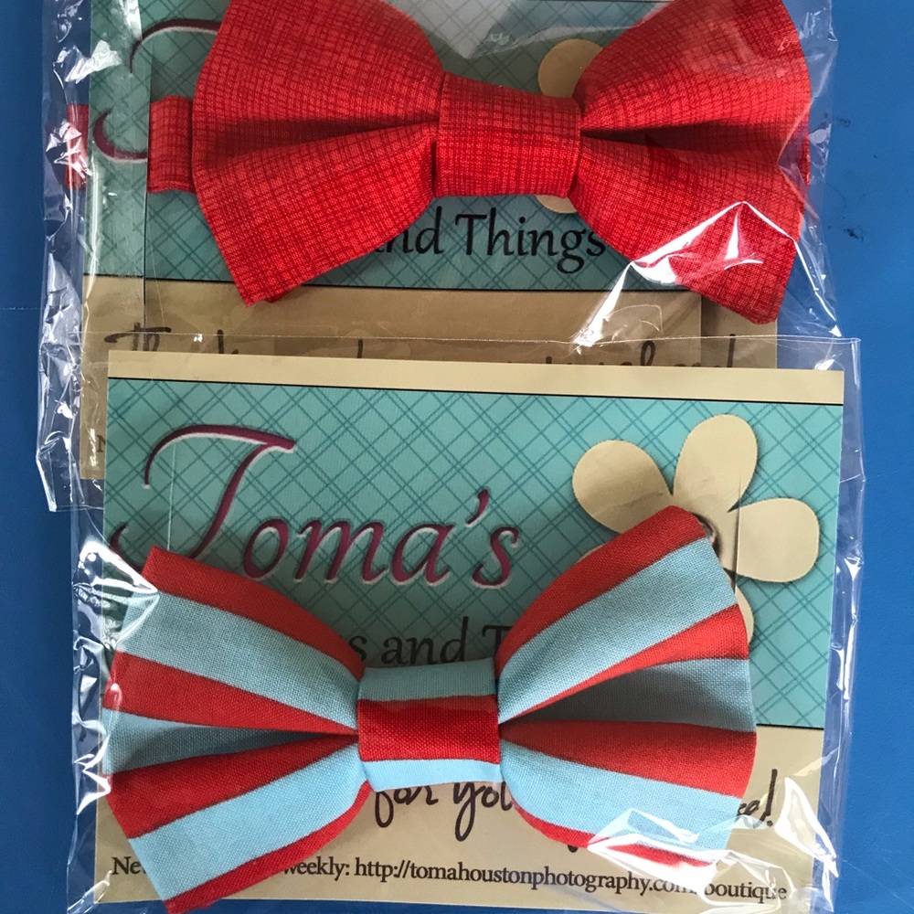Toddler Velcro bow ties, (1) red, (1) red/blue